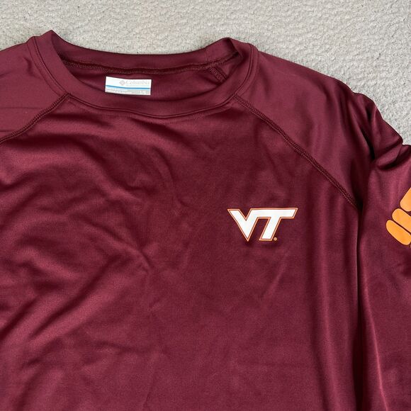 Columbia Virginia Tech Hokies Shirt Mens Large Long Sleeve PFG Omni Shade - Picture 2 of 12